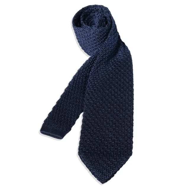 Navy knitted silk tie from the Cocoon of Artisan collection
